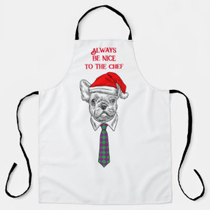 Customizable fun chef with dog and Santa hat Apron