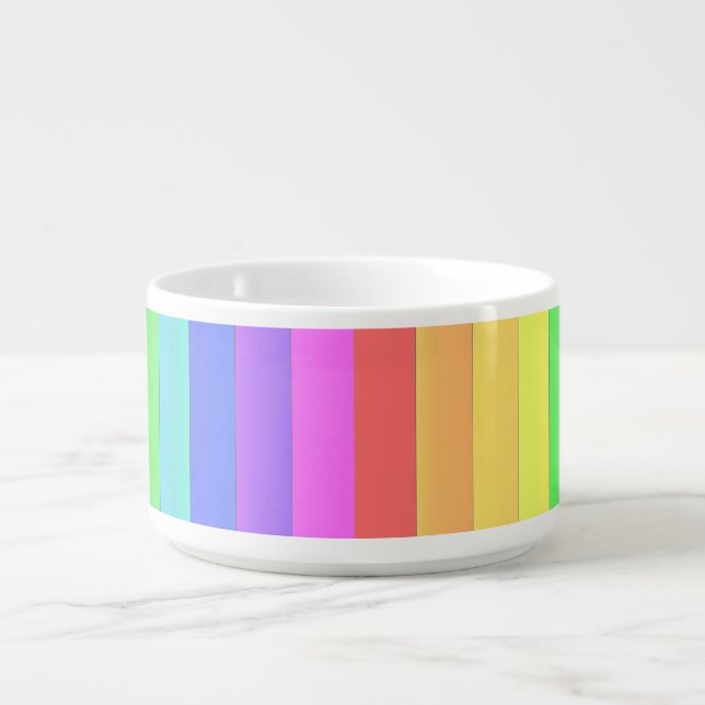 Customizable Fun Elegant Colorful Rainbow Stripes Bowl (Center)