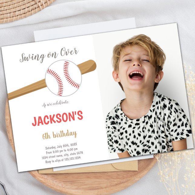 Customizable Fun Party Invitations for Kids (Baseball Birthday Invitations with photo)