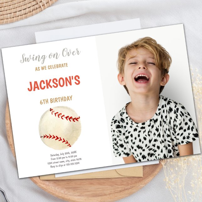 Customizable Fun Party Invitations for Kids (Sports Baseballs Birthday Invitations with photo)