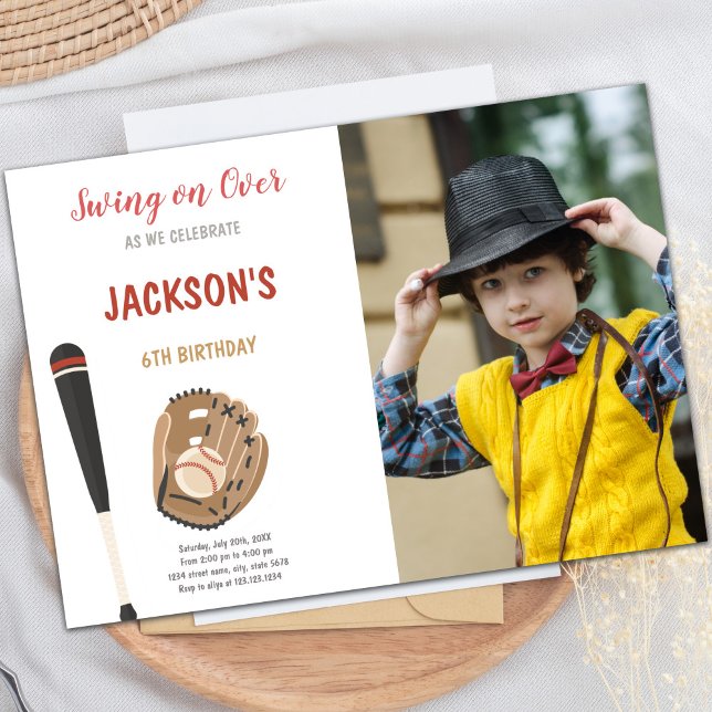 Customizable Fun Party Invitations for Kids (Baseball Invitations sports Birthday with photo)