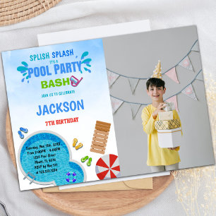 Customizable Fun Pool Party Invitations for Kids
