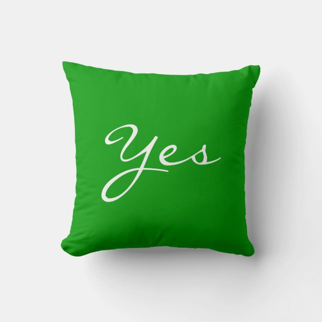 Customizable! Fun "YES / NO" Green & Red Pillow (Front)