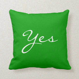 Customizable! Fun "YES / NO" Green & Red Pillow