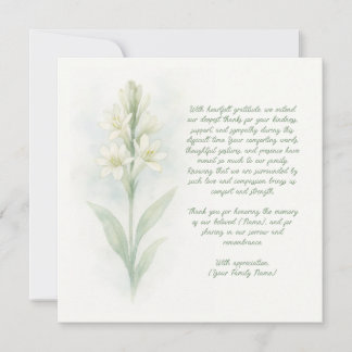 Customizable Funeral Thank You Card