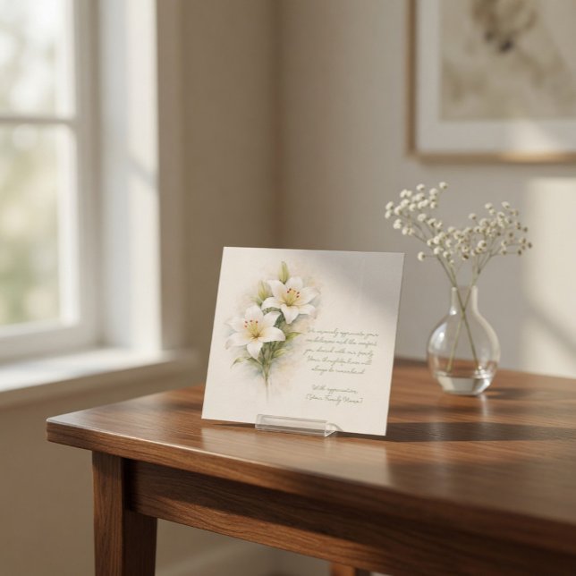 Customizable Funeral White Lily Thank You Card (Creator Uploaded)