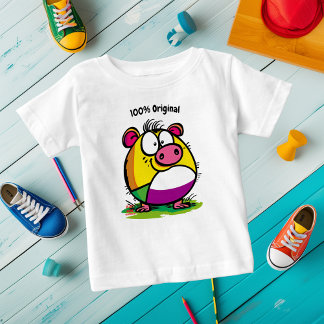 Customizable Funny and Colorful Pig Kids T-Shirt