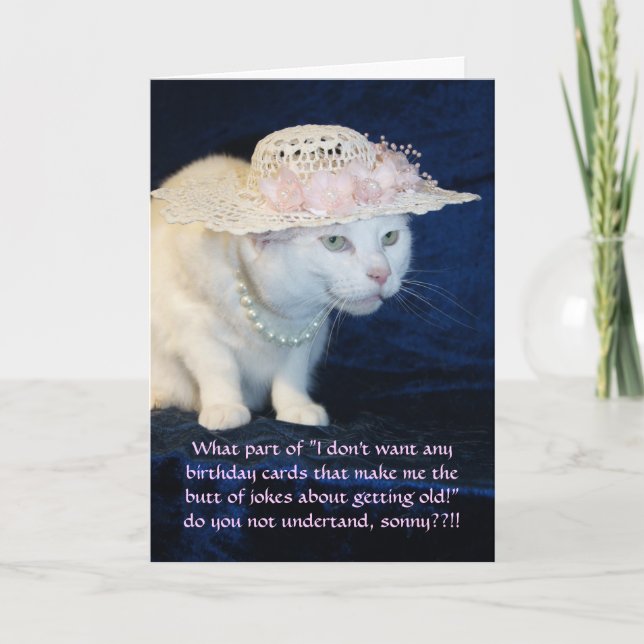 Customizable Funny Cat Birthday for Older Woman Card (Front)