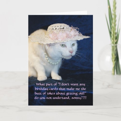 Customizable Funny Cat Birthday for Older Woman Card