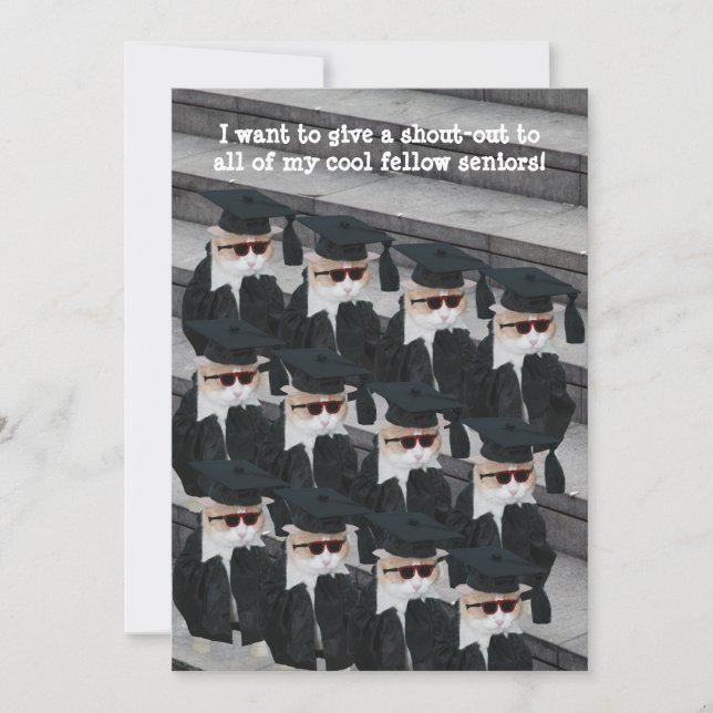 Customizable Funny Cat Graduation Party Invitation (Front)