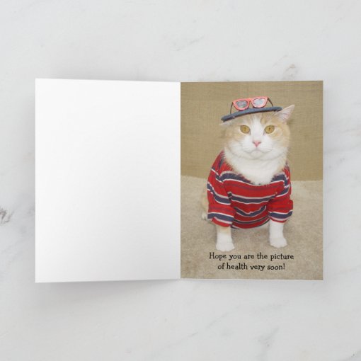 Customizable Funny Cat in Bathrobe Get Well Card Zazzle
