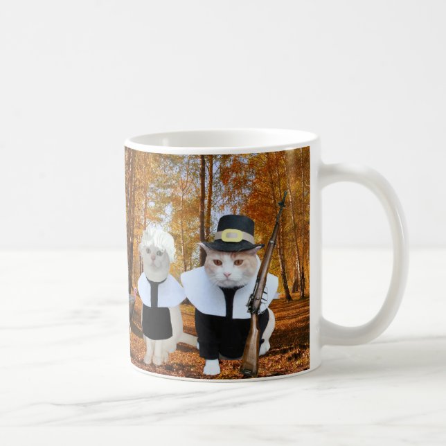 Customizable Funny Cat/Kitty Pilgrims Coffee Mug (Right)