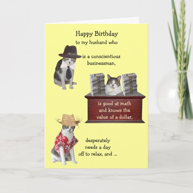 Customizable Funny Cat Male Birthday Card (Front)