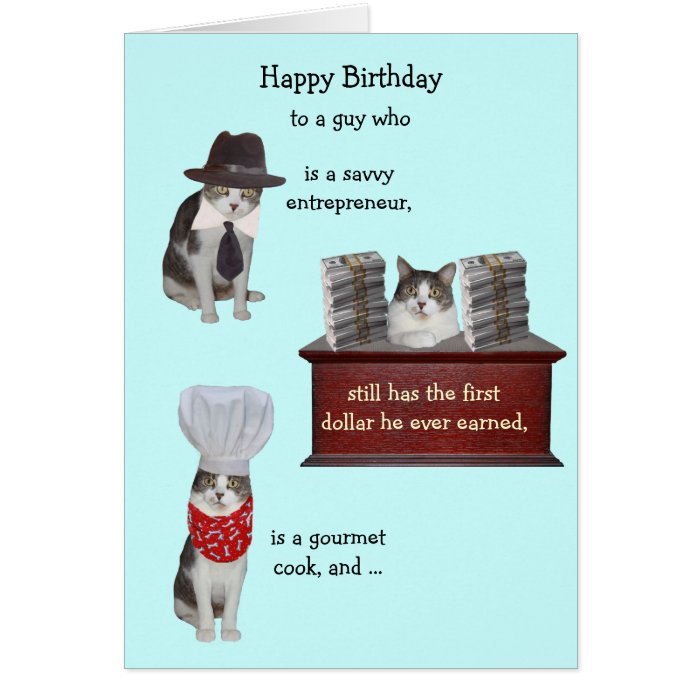 Customizable Funny Cat Male Birthday Greeting Card