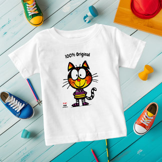 Customizable Funny Cat with Name and Phone Tag Baby T-Shirt