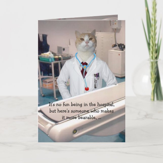 Customizable Funny Cats/Kitties Get Well Card (Front)