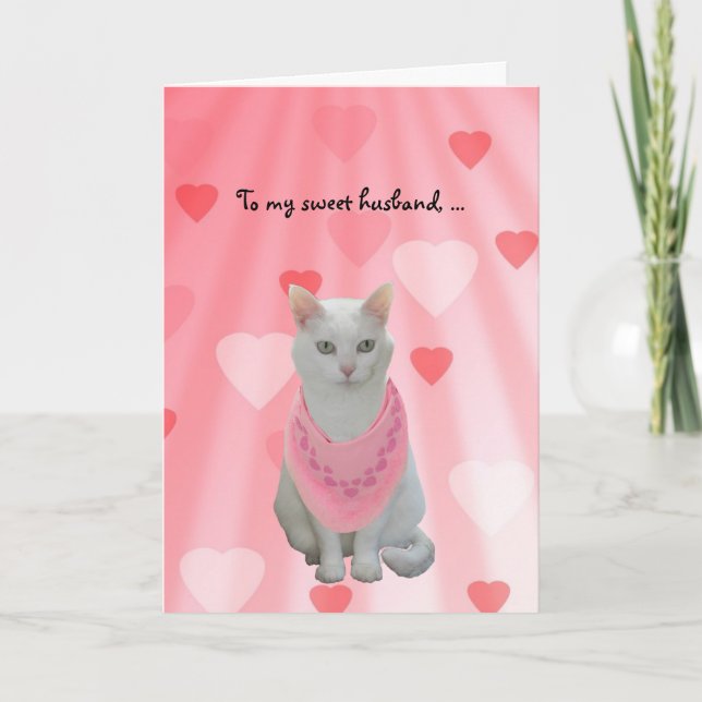 Customizable Funny Cats Valentine for Husband Holiday Card (Front)