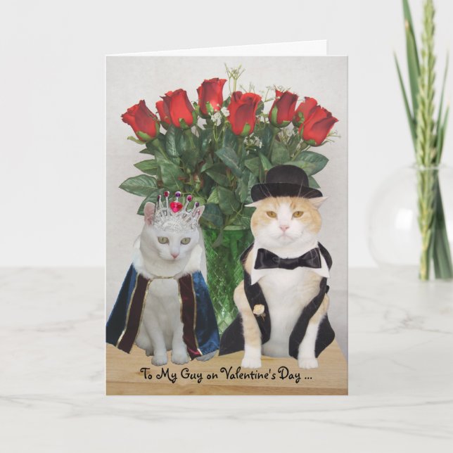 Customizable Funny Cats Valentine Holiday Card (Front)