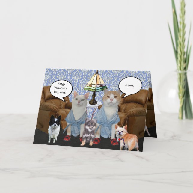 Customizable Funny Cats Valentine Holiday Card (Front)