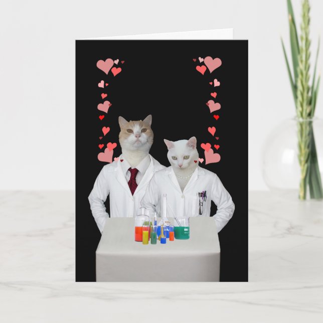 Customizable Funny Chemistry Cats Holiday Card (Front)