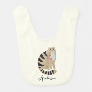 Customizable Funny Cute Smiling Cat Baby Bib