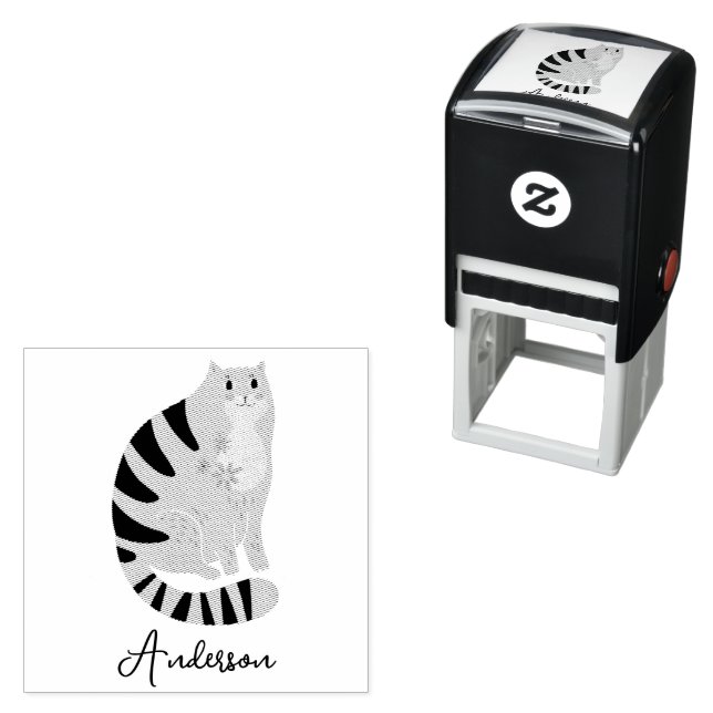 Customizable Funny Cute Smiling Cat Self-inking Stamp (In Situ)