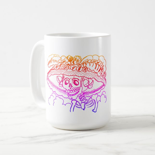 Customizable Funny Derby Day 2024 Catrina Skeleton Coffee Mug (Front Left)
