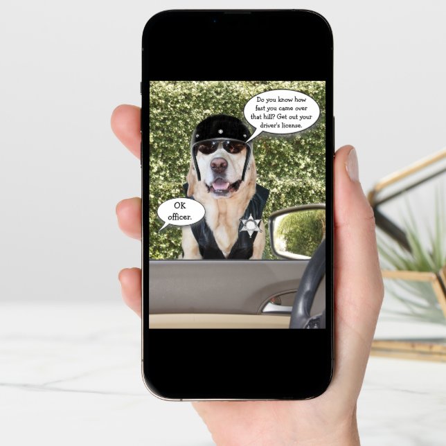 Customizable Funny Dog Motorcycle Cop Birthday Card (Front Digital)
