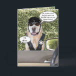 Customizable Funny Dog Motorcycle Cop Birthday Card<br><div class="desc">90 lb. yellow Lab as a motorcycle cop on a funny birthday card.  You can customize both of the text balloons and the inside text.  You can also change the size of the balloons or delete them.</div>