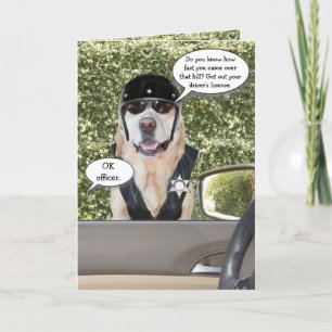 Customizable Funny Dog Motorcycle Cop Birthday Card