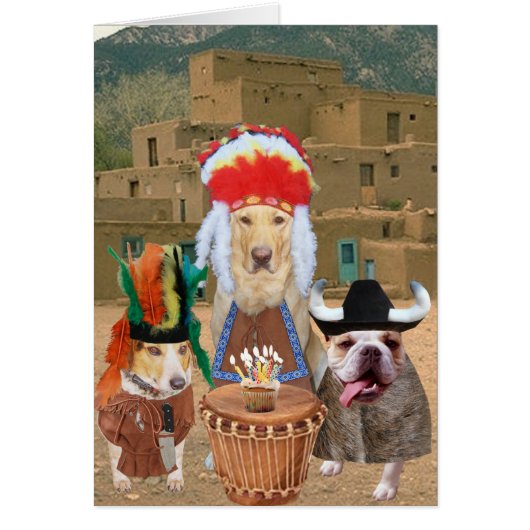 Customizable Funny Dogs Native American Theme Cards (Front)