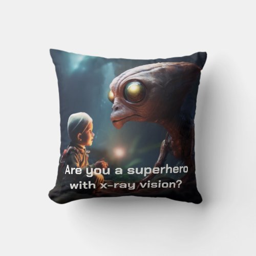 Customizable Funny Encounter with an Alien Throw Pillow