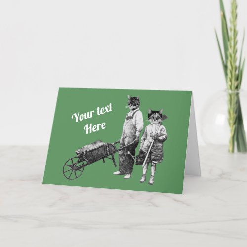 Customizable Funny Gardening Cats Card