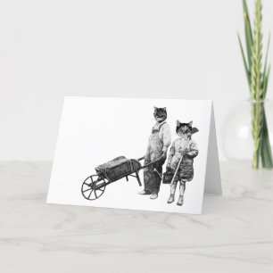 Customizable Funny Gardening Cats Card