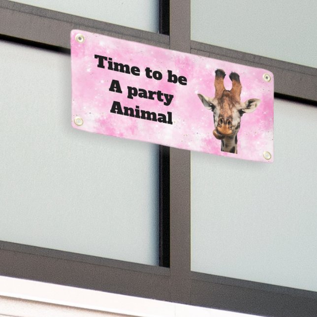 Customizable Funny giraffe party banner  (Outside Building)