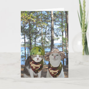 Customizable Funny Hunter Cats/Kitties Anniversary Card