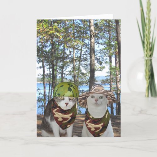 Customizable Funny Hunter CatsKitties Anniversary Card