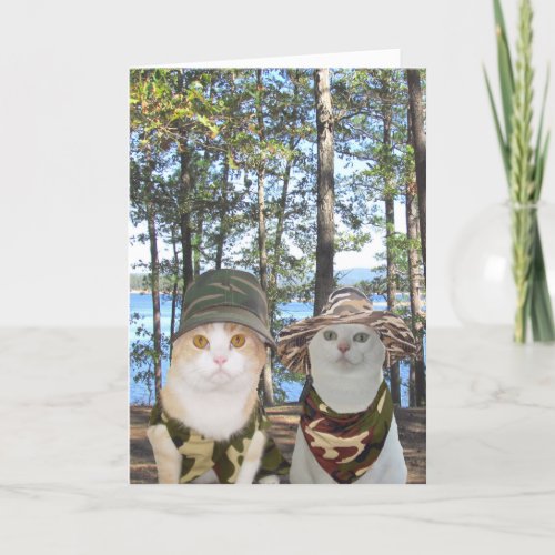 Customizable Funny Hunter CatsKitties Anniversary Card