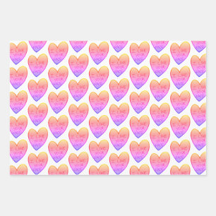 Customizable Funny I Like Your Face Candy Hearts Wrapping Paper Sheets