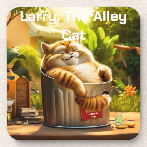 Customizable Funny Larry The Ally Cat Beverage Coaster