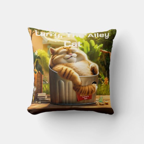 Customizable Funny Larry The Ally Cat Throw Pillow