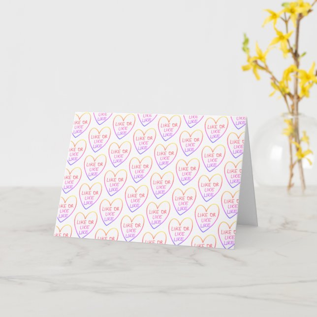 Customizable Funny Like or Like Like Candy Hearts Card (Yellow Flower)