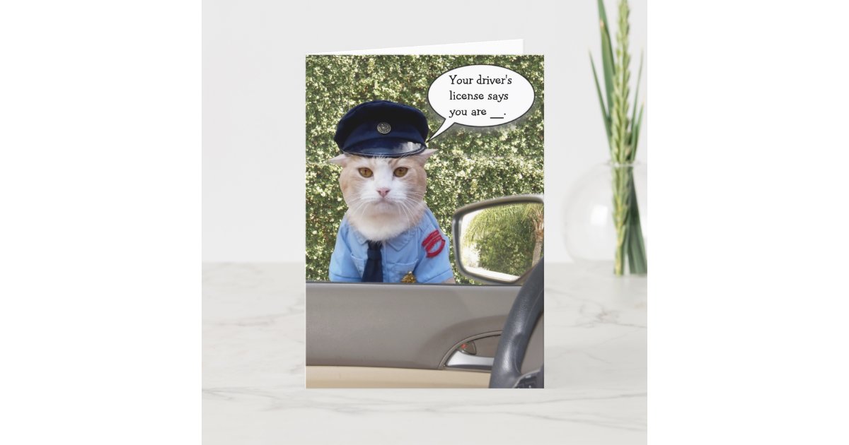 Customizable Funny Officer Cat Birthday Card | Zazzle.com