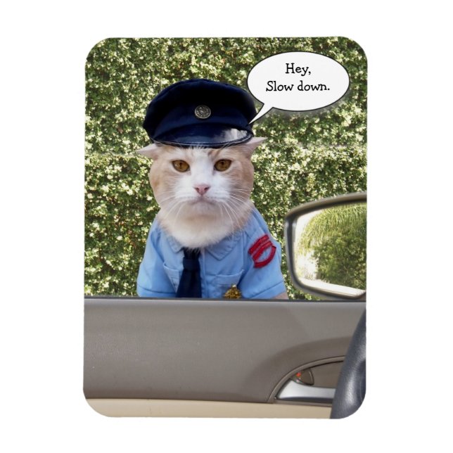 Customizable Funny Officer Cat Magnet (Vertical)