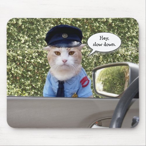 Customizable Funny Officer Cat Mouse Pad