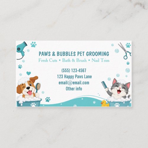 Customizable Funny Pet Grooming Business Card