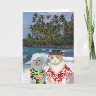 Customizable Funny Surfer Cats/Kitties Anniversary Card