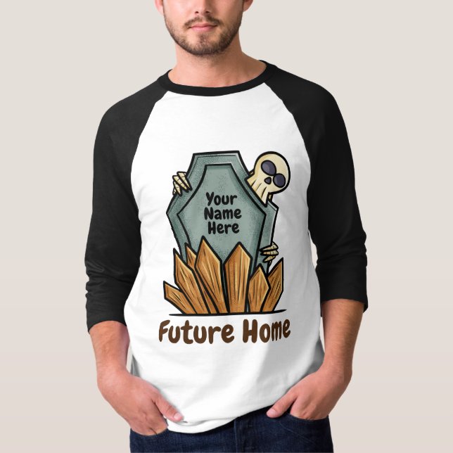 Customizable funny tombstone with skull T-Shirt (Front)