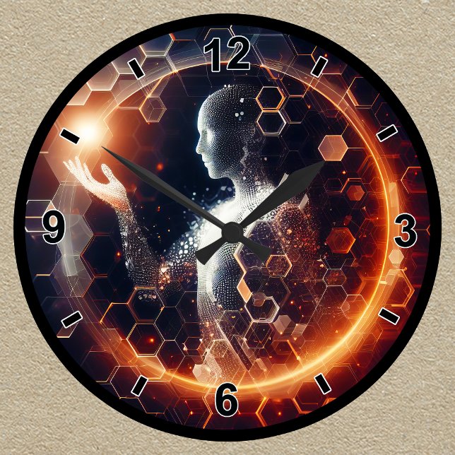 Customizable Futuristic Digital Hexagonal Aura Round Clock (Creator Uploaded)