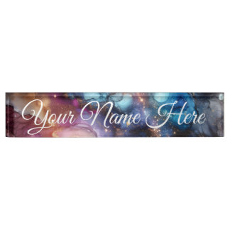 Customizable Galaxy Design Desk Name Plate